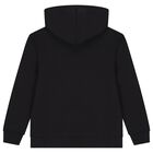 Girls Black Logo Hooded Top, 1, hi-res