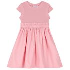 Girls Pink Ribbed Dress, 2, hi-res
