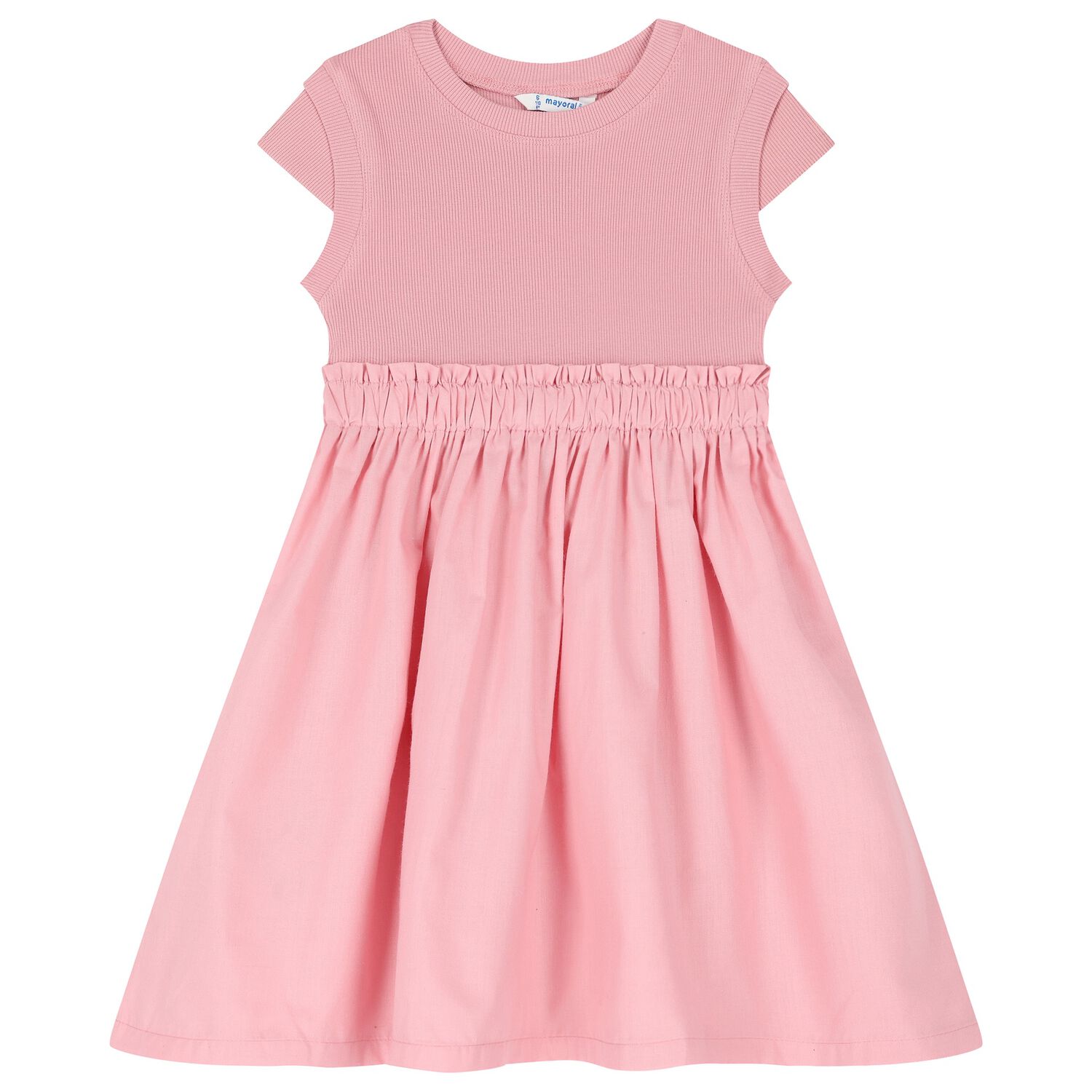 Girls Pink Ribbed Dress, 2, hi-res