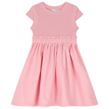 Girls Pink Ribbed Dress