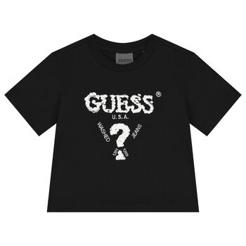 Girls Black Logo Sequin T-Shirt