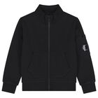Boy Black Logo Zip Up Top, 1, hi-res
