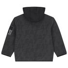 Boys Grey & Black Logo Hooded Zip Up Top, 1, hi-res