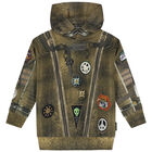 Khaki Green Space Suit Hooded Top, 1, hi-res