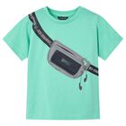 Boys Green Bag Print T-Shirt, 2, hi-res
