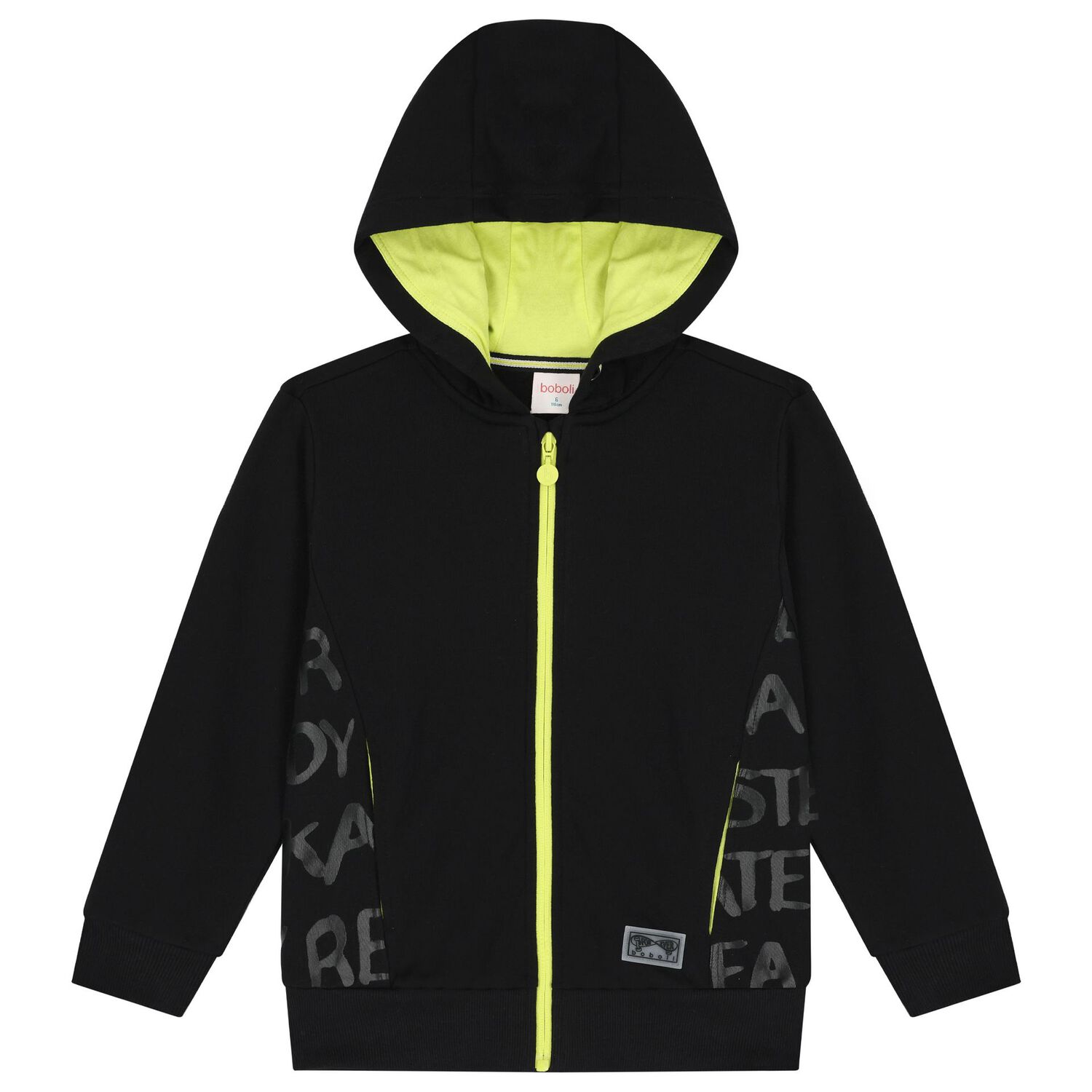 Boys Black Hooded Zip Up Top, 1, hi-res image number null