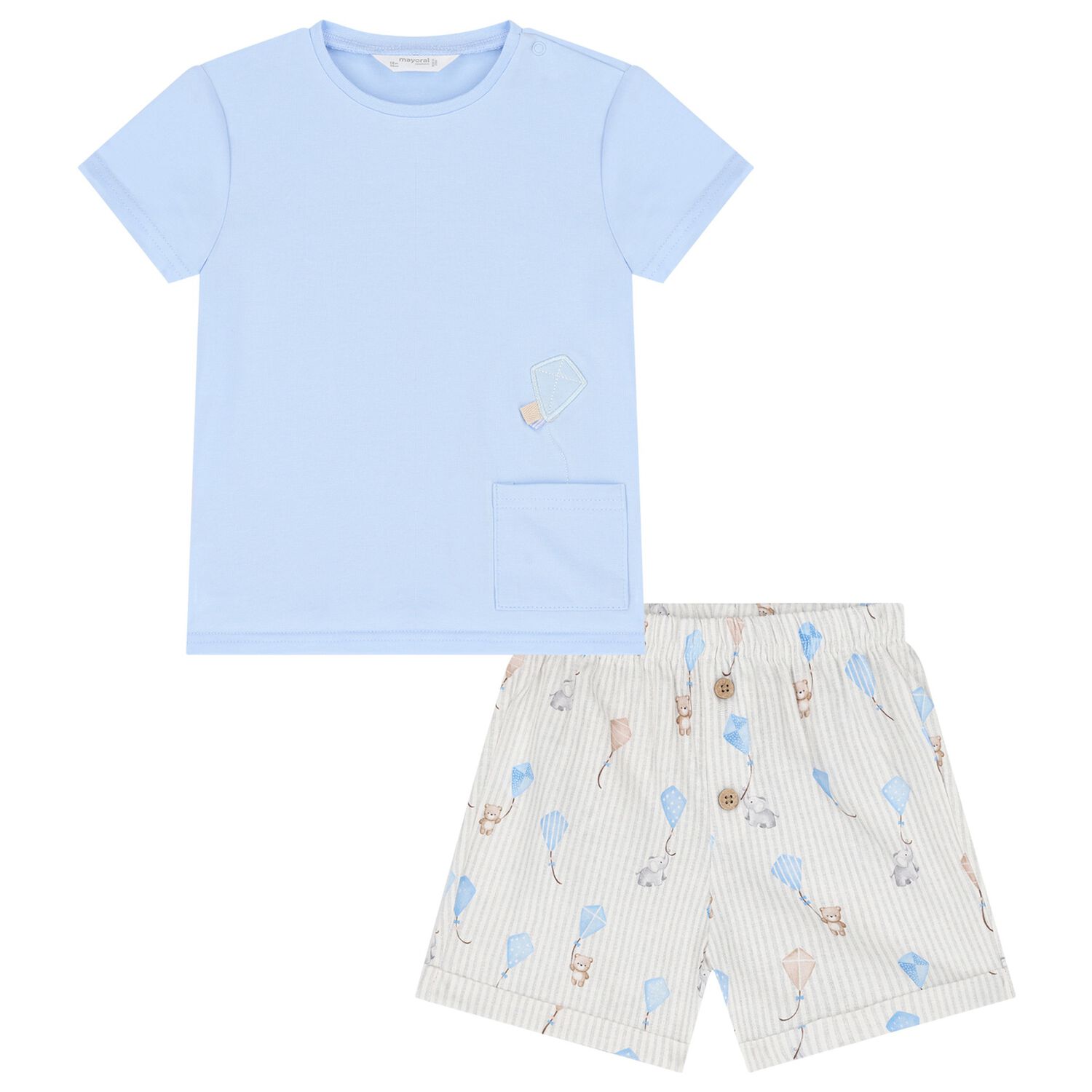 Baby Boys Blue Kite Shorts Set, 1, hi-res