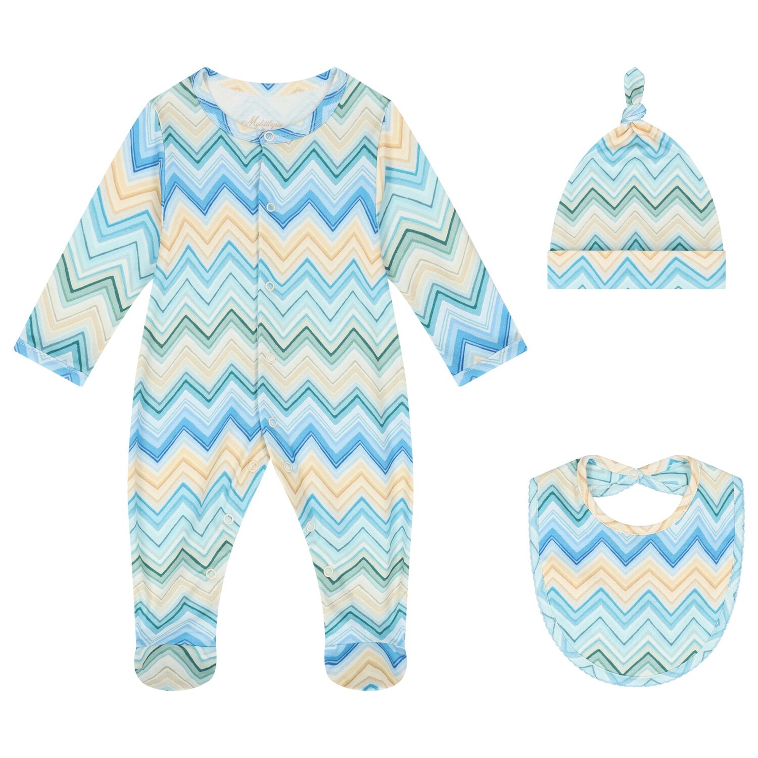 Blue & Yellow Zig Zag Babygrow Set, 1, hi-res image number null