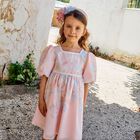Girls Pink Floral Chiffon Dress, 2, hi-res