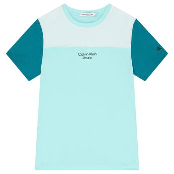 Boys White & Blue Logo T-Shirt