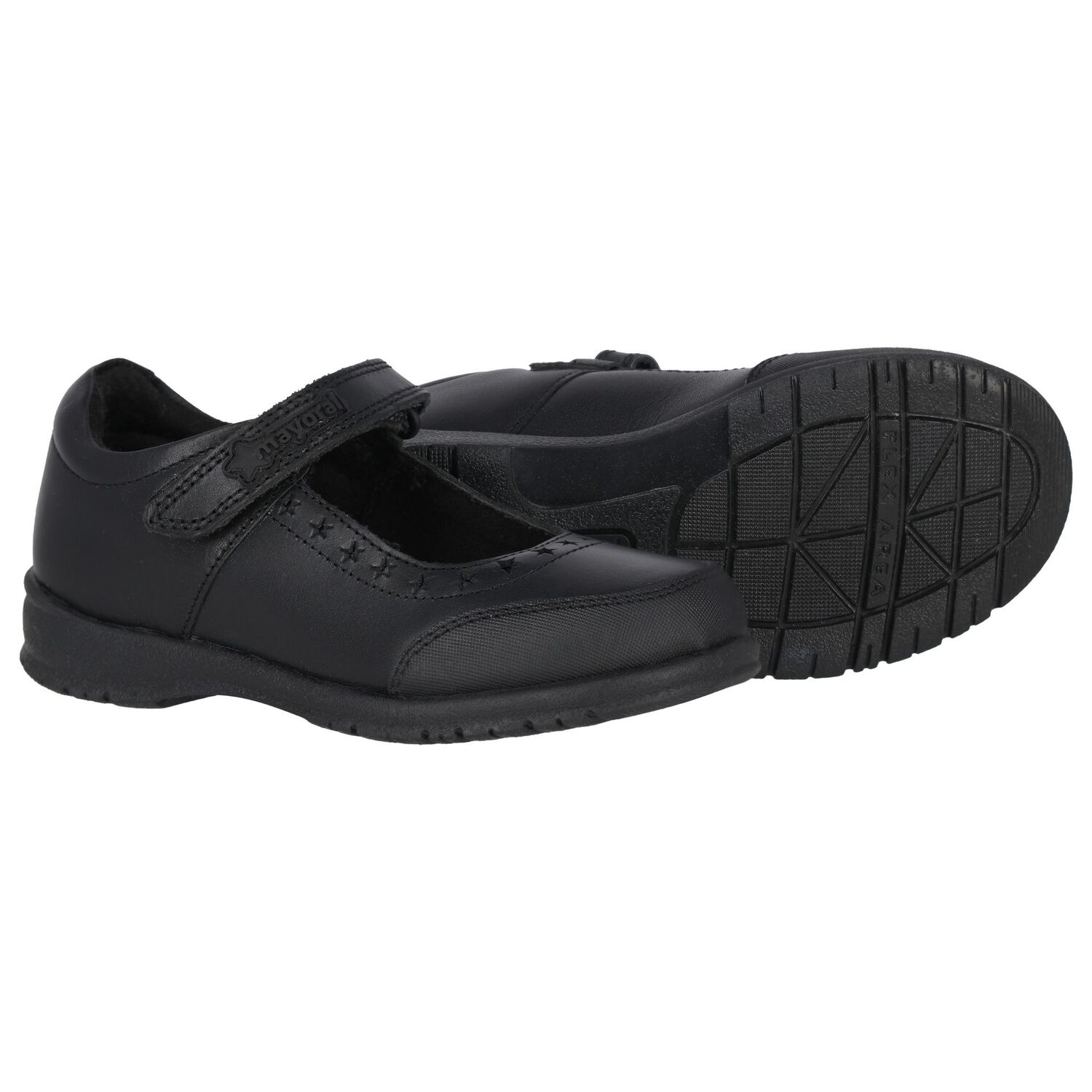 Girls Black Leather Shoes, 1, hi-res