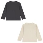 Boys Ivory & Grey Long Sleeve Top ( 2-Pack ), 1, hi-res