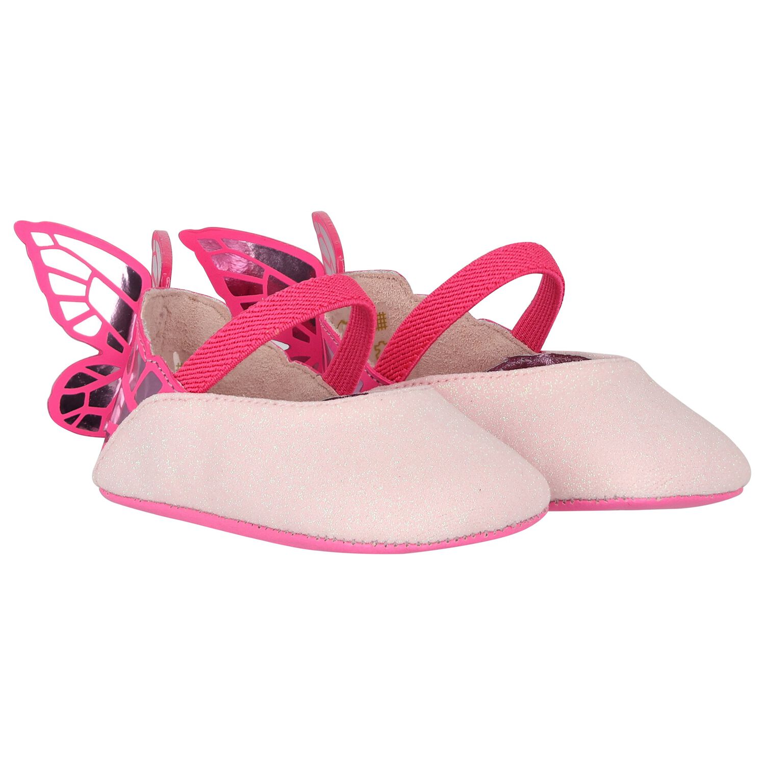Baby Girls Pink Glitters Butterfly Shoes, 1, hi-res