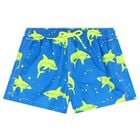 Boys Blue Sharks Swim Shorts, 1, hi-res