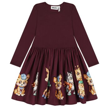 Girls Purple Animals Dress