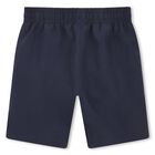 Younger Boys Mini Me Navy Blue Logo Swim , 1, hi-res