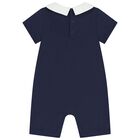 Navy Blue Teddy Bear Logo Baby Romper, 2, hi-res