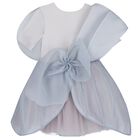 Girls Grey & Purple Organza Dress, 1, hi-res