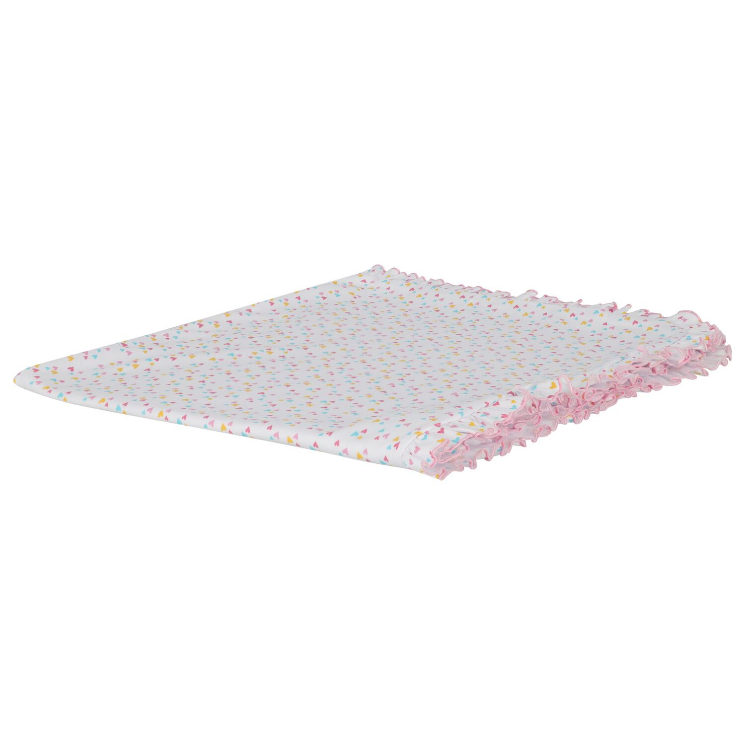 Baby Girls White & Pink Heart Blanket, 1, hi-res