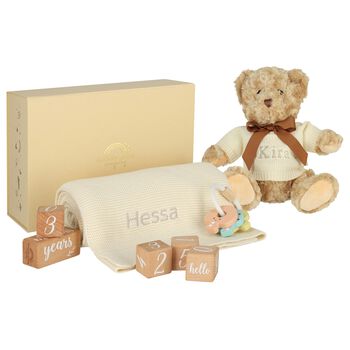 Ivory Milestone Snuggles Personalised Baby Gift Set