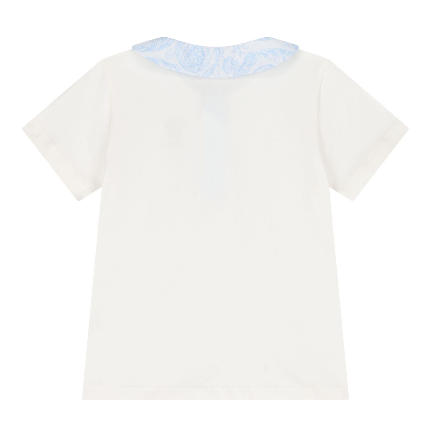 Baby Boys White & Blue Barocco Shorts Set, 1, hi-res
