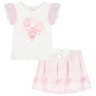 Girls White & Pink Balloon Skirt Set, 1, hi-res