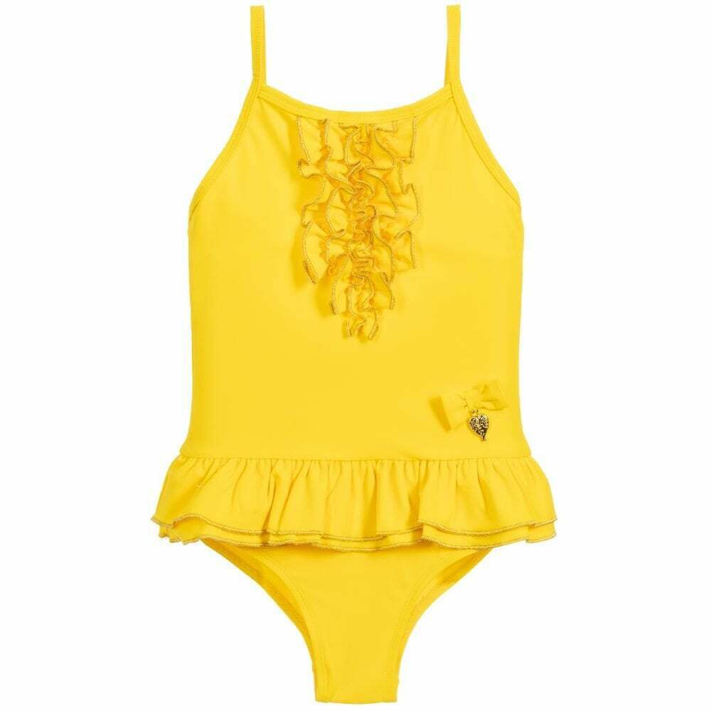 Angel s Face Girls Yellow Ruffle Swimsuit Junior Couture UK