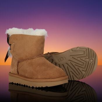 Younger Girls Beige Mini Bailey Bow II Suede Boots