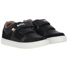 Boys Black Logo Trainers, 1, hi-res