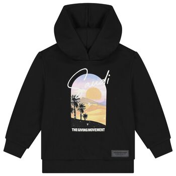 Black Saudi Graphic Logo Hooded Top