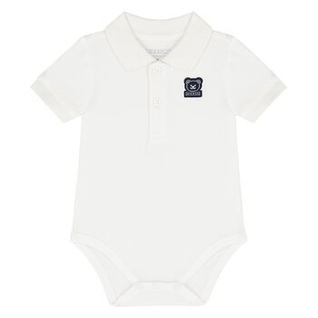 White Cotton Teddy Bear Bodysuit