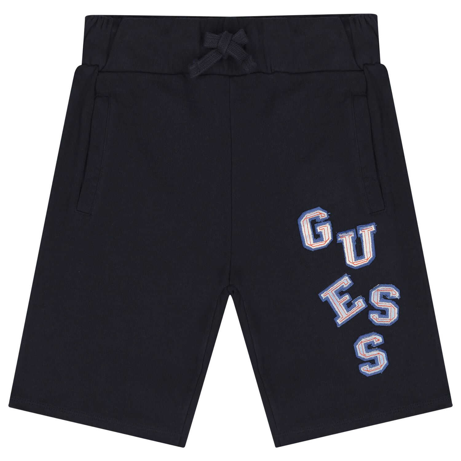 Boys Navy Blue Logo Shorts, 1, hi-res