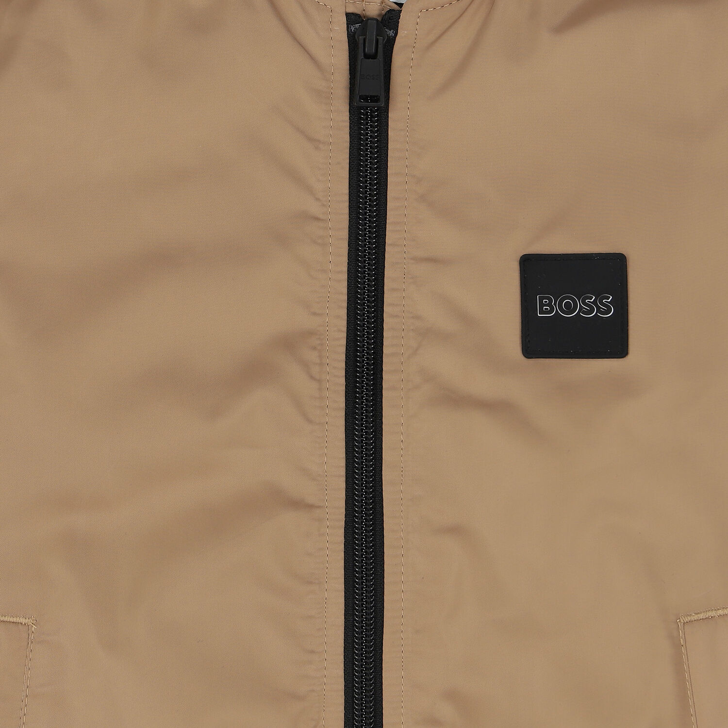 Boys Beige Logo Bomber Jacket, 1, hi-res