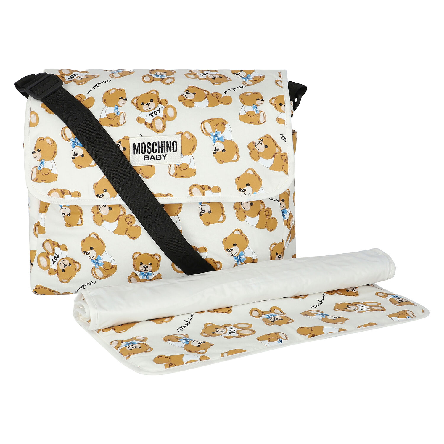 Ivory Teddy Logo Baby Changing Bag, 3, hi-res