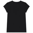 Girls Black Logo T-Shirt, 4, hi-res