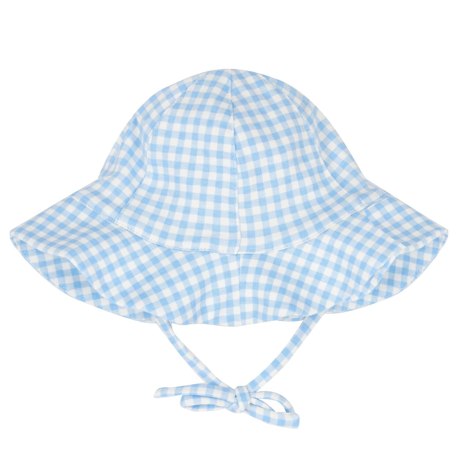 Baby Girls Blue Gingham Shorts & Hat Set, 1, hi-res