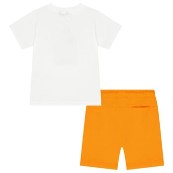 Boys White & Orange Short Set