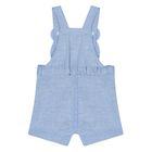 Baby Boys White & Blue Cotton Dungaree Set, 1, hi-res