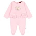 Baby Girls Pink & Gold Logo Babygrow, 2, hi-res