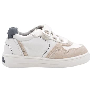 Younger Boys White & Beige Trainers