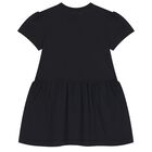 Girls Black Teddy Bear Logo Dress, 4, hi-res