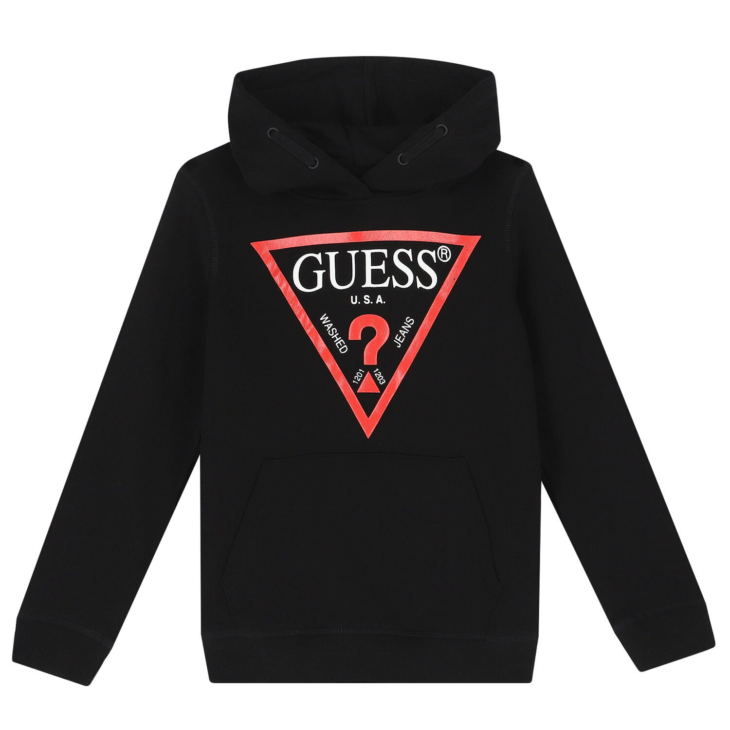 Boys Black Logo Hooded Top, 1, hi-res image number null