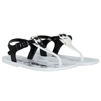 Girls White Karl & Choupette Jelly Sandals