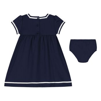 Baby Girls Navy Blue Logo Dress Set