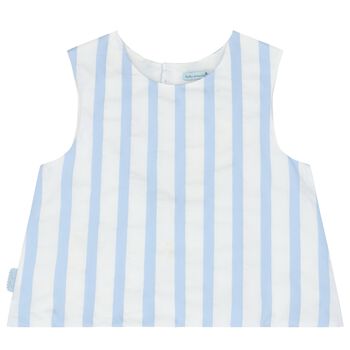 Girls White & Blue Striped Blouse