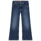 Girls Blue Logo Denim Jeans, 1, hi-res