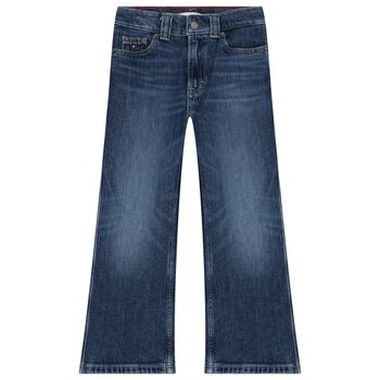 Girls Blue Logo Denim Jeans