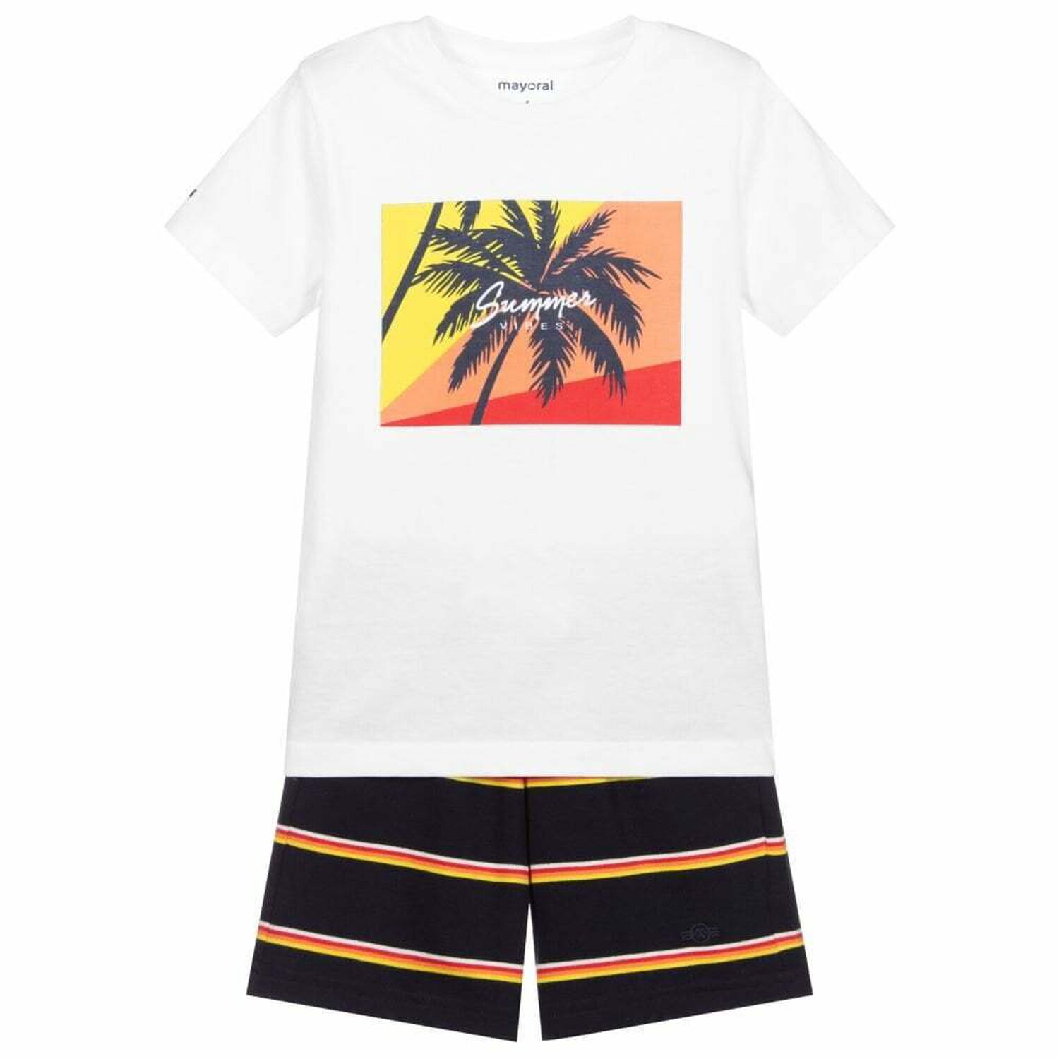 Boys White & Navy Shorts Set, 2, hi-res