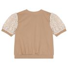 Girls Beige Logo Top, 1, hi-res