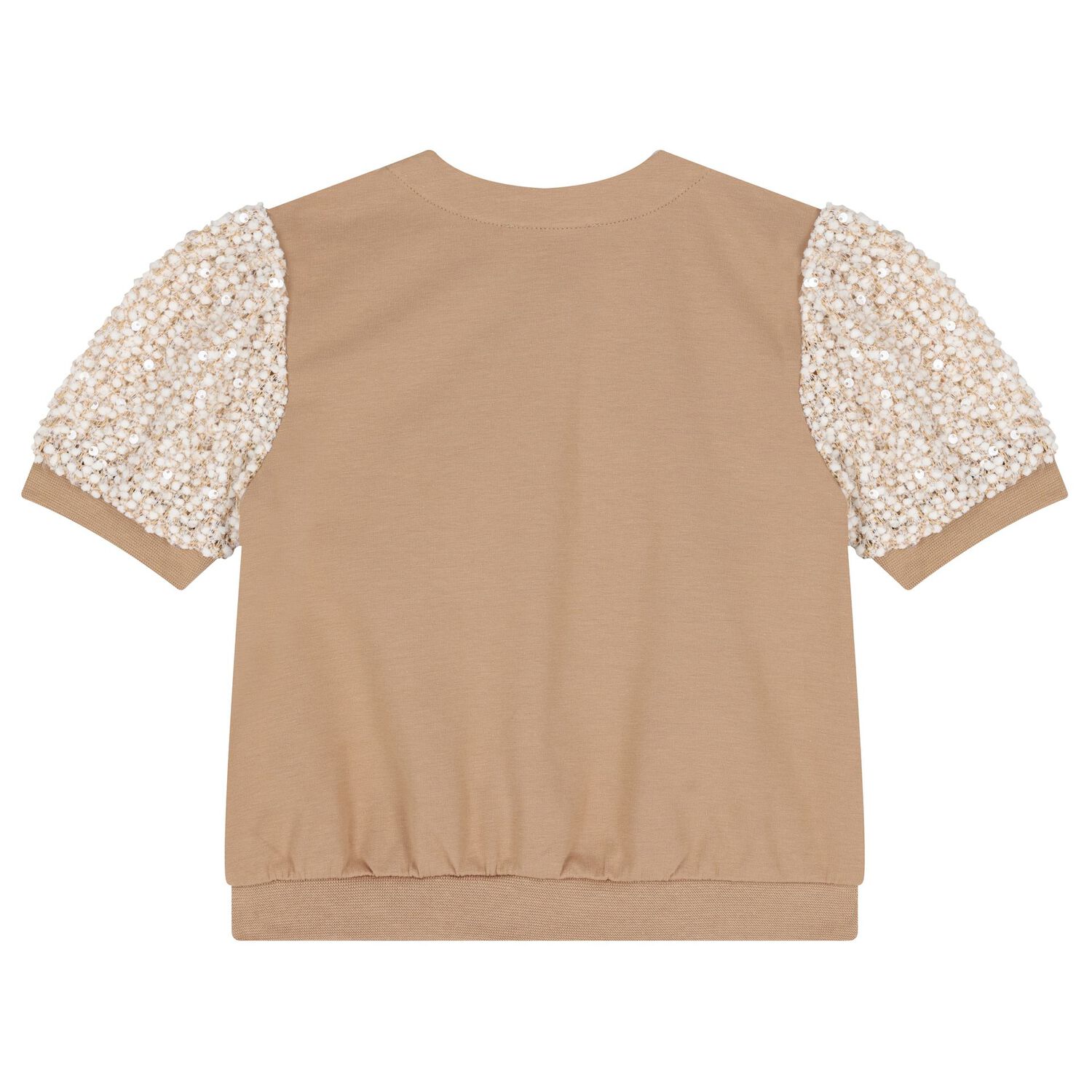 Girls Beige Logo Top, 1, hi-res
